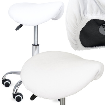 Pokrowiec welurowy z gumką na taboret, biały