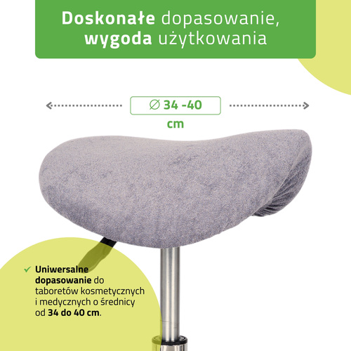 Pokrowiec frotte z gumką na taboret, szary