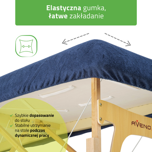 Zestaw - Prześcieradło frotte 1cz. na stoły składane - 60/165, pokrycie frotte na podgłówek granatowe