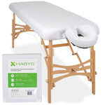 Zestaw - Prześcieradło frotte 1cz. na stoły składane 60-65/180-185, pokrycie frotte na podgłówek białe