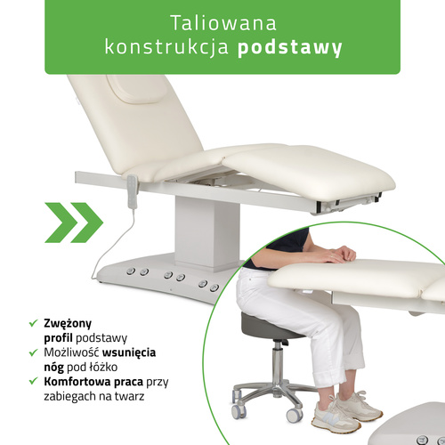 Łóżko kosmetyczne elektryczne z podgrzewaniem Serenity PRO 4 do masażu i zabiegów SPA - 3 silniki   