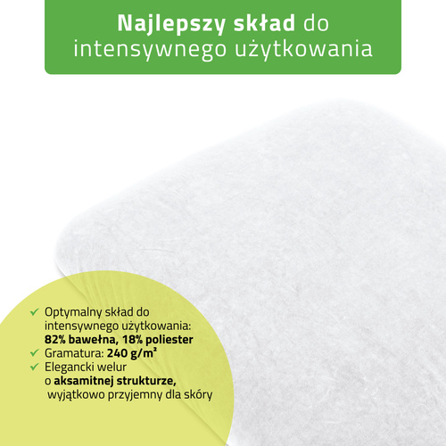Prześcieradło welurowe z gumką i sznurkami na fotel kosmetyczny białe
