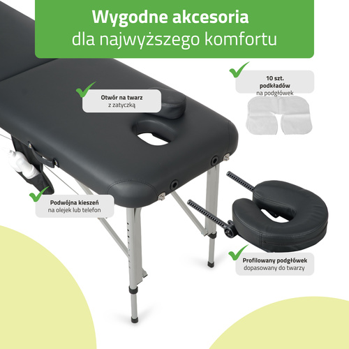 Stół do masażu Vera 60 cm – czarny