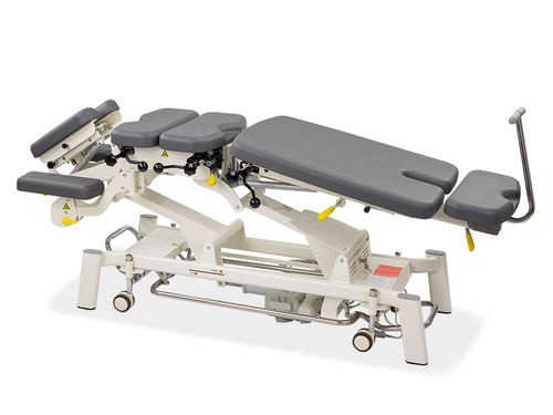 Stół rehabilitacyjny Upright Chiro Z7 - pianka integralna, rama sterująca, kółka, regulacja drop, pasy, szaro biały