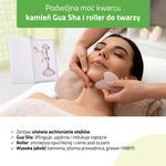 Zestaw do masażu twarzy HABYS: kamień Gua Sha + roller z różowego kwarcu + naturalny olejek migdałowy 100 ml