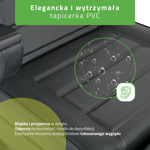 Fotel kosmetyczny z regulacją elektryczną Leo PRO 4, czarny - 3 silniki