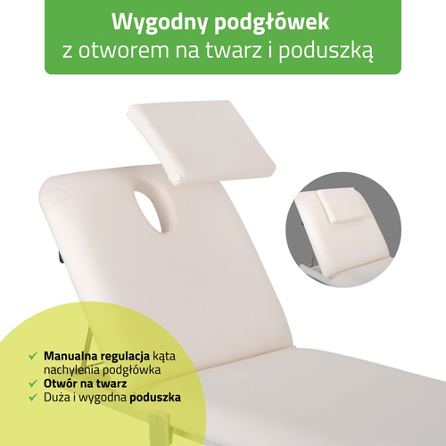 Stół rehabilitacyjny, do masażu elektryczny Optima – pilot ręczny, biały