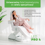 Fotel kosmetyczny z regulacją elektryczną Leo PRO 4, biały - 3 silniki