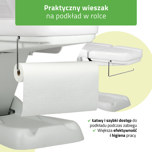 Fotel kosmetyczny z regulacją elektryczną Leo PRO 4, biały - 3 silniki