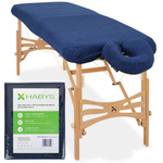 Zestaw - Prześcieradło frotte 1cz. na stoły składane 60-65/180-185, pokrycie frotte na podgłówek granatowe