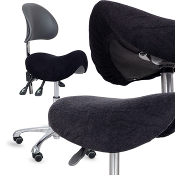 Pokrowiec frotte z gumką na taboret, czarny