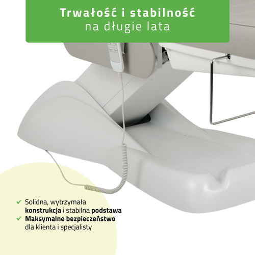 Fotel kosmetyczny z regulacją elektryczną Leo PRO 4, szary - 3 silniki