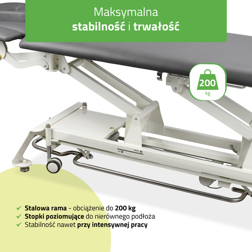 Stół rehabilitacyjny, do masażu, elektryczny Evero V4 Ergo - rama sterująca, szaro biały