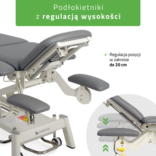 Stół rehabilitacyjny, do masażu, elektryczny Proxima X7 - rama sterująca, szaro biały