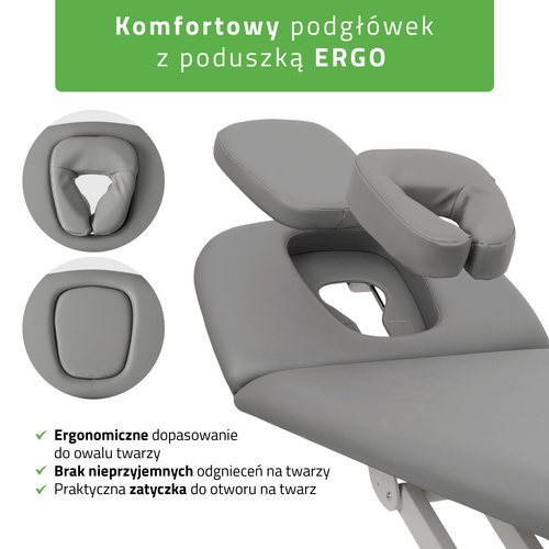 Stół rehabilitacyjny, do masażu, elektryczny Proxima V2 Ergo - rama sterująca, szaro biały 