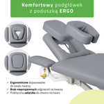 Stół rehabilitacyjny, do masażu, elektryczny Proxima V4 Ergo - pilot ręczny, rama sterująca, szaro biały