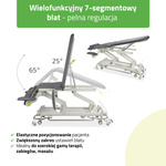 Stół rehabilitacyjny, do masażu, elektryczny Evero X7 Ergo - rama sterująca, szaro biały