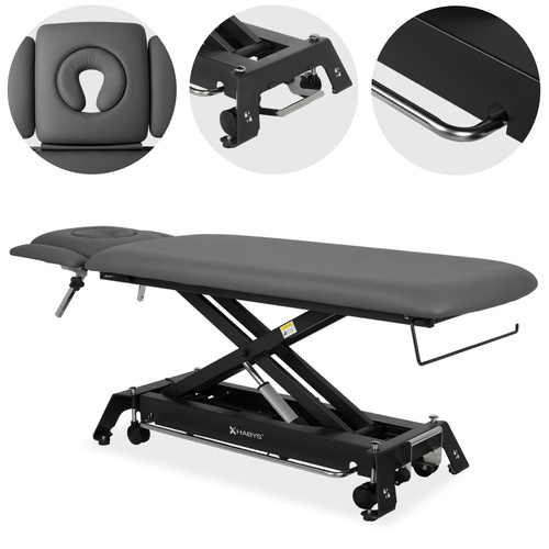 Stół rehabilitacyjny, do masażu, elektryczny Evero Cross X4 Ergo – rama sterująca, szaro  czarny