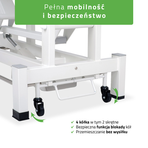 Stół rehabilitacyjny, do masażu, elektryczny Fortis 5 Ergo - pilot ręczny, rama sterująca, szaro biały