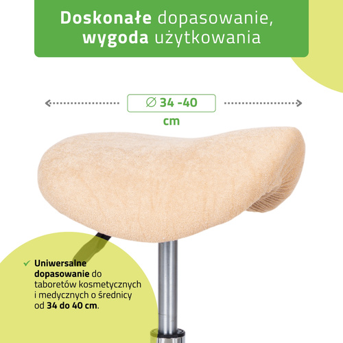 Pokrowiec frotte z gumką na taboret, kremowy latte