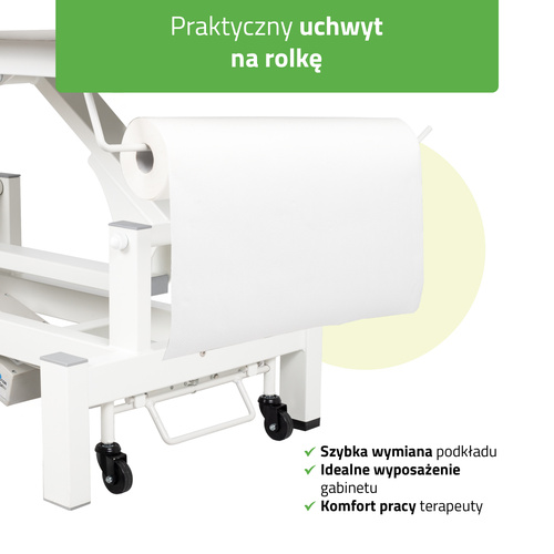 Stół rehabilitacyjny, do masażu, elektryczny Fortis 2 Ergo - pilot ręczny, szaro biały