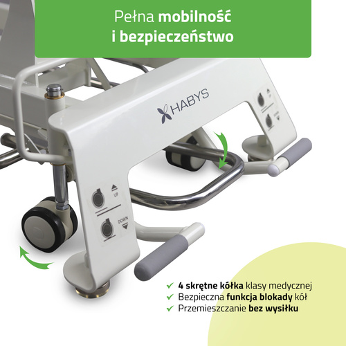 Stół rehabilitacyjny, do masażu, elektryczny Evero V4 Ergo - rama sterująca, szaro biały