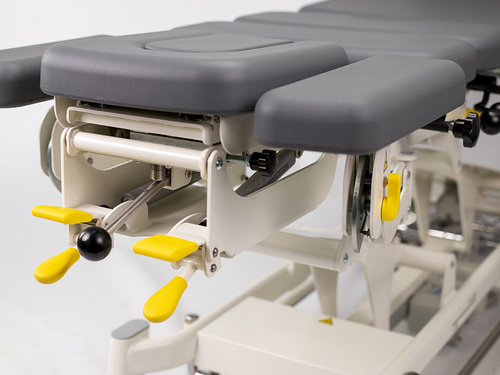 Stół rehabilitacyjny Upright Chiro Z7 - pianka integralna, rama sterująca, kółka, regulacja drop, pasy, szaro biały