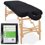 Zestaw - Prześcieradło frotte 1cz. na stoły składane 70-75/180-185, pokrycie frotte na podgłówek czarne