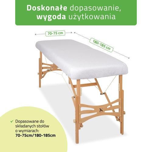 Prześcieradło frotte 1cz. na stoły składane - 70-75/180-185 białe