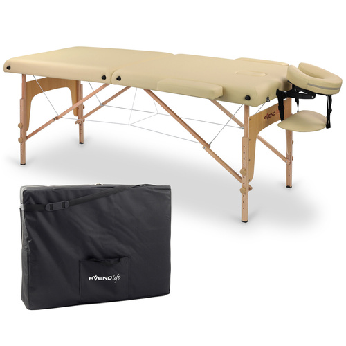 Zestaw - Stół do masażu Sofia Light 60 cm - beżowy, olejek do masażu Daily Spa Apple Breeze HABYS 500 ml