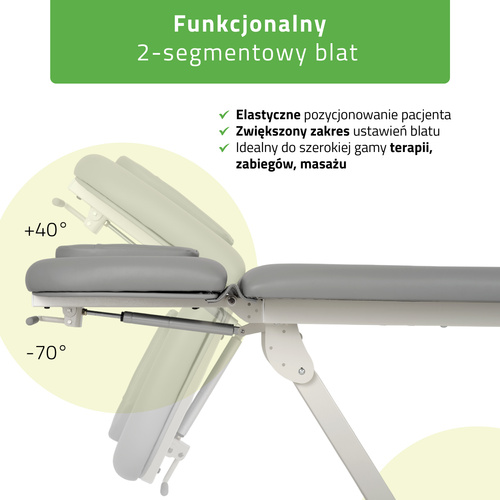 Stół rehabilitacyjny, do masażu, elektryczny Proxima V2 Ergo - rama sterująca, szaro biały 