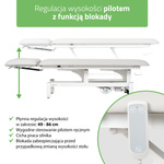 Stół rehabilitacyjny, do masażu, elektryczny Fortis 2 Ergo - pilot ręczny, szaro biały