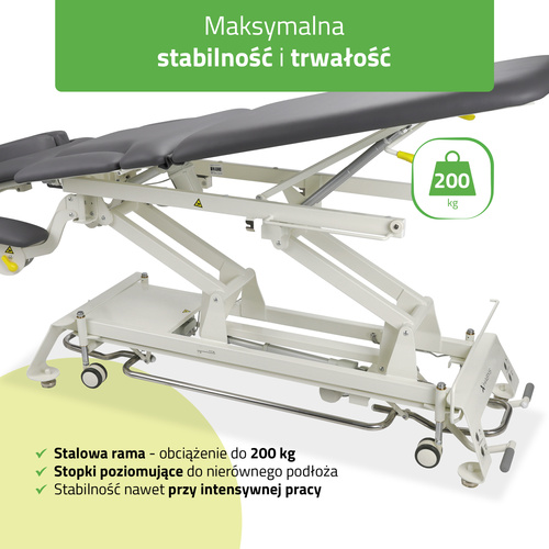 Stół rehabilitacyjny, do masażu, elektryczny Evero X7 Ergo - rama sterująca, szaro biały