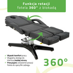 Fotel kosmetyczny hydrauliczny z regulacją pneumatyczną MAX Nero, czarny