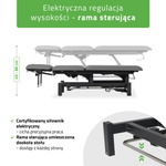 Stół rehabilitacyjny, do masażu, elektryczny Fortis 5 Ergo - pilot ręczny, rama sterująca, szaro czarny