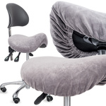 Pokrowiec welurowy z gumką na taboret, grafitowy