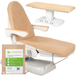 Prześcieradło frotte z gumką i sznurkami na fotel kosmetyczny kremowe latte