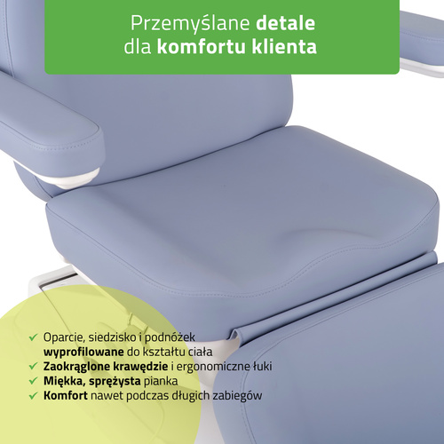 Fotel kosmetyczny z regulacją elektryczną Elara PRO 4, fioletowy - 3 silniki 