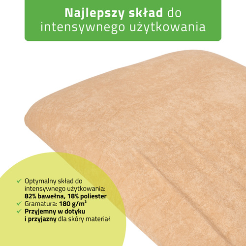 Prześcieradło frotte z gumką i sznurkami na fotel kosmetyczny kremowe latte