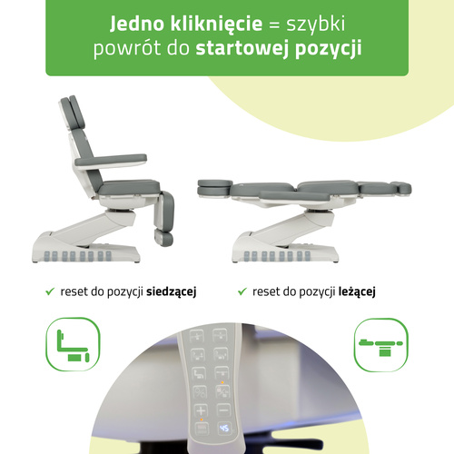 Fotel kosmetyczny z regulacja elektryczną Luxoria PRO 5, Ash Grey