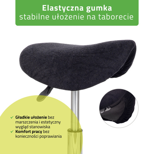 Pokrowiec frotte z gumką na taboret, czarny