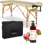Zestaw - Stół do masażu Sonia 60 cm - beżowy, olejek do masażu Daily Spa Apple Breeze HABYS 500 ml