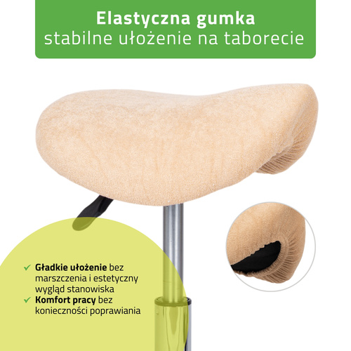 Pokrowiec frotte z gumką na taboret, kremowy latte