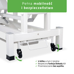 Stół rehabilitacyjny, do masażu, elektryczny Fortis 4 Ergo - pilot ręczny, rama sterująca, szaro biały