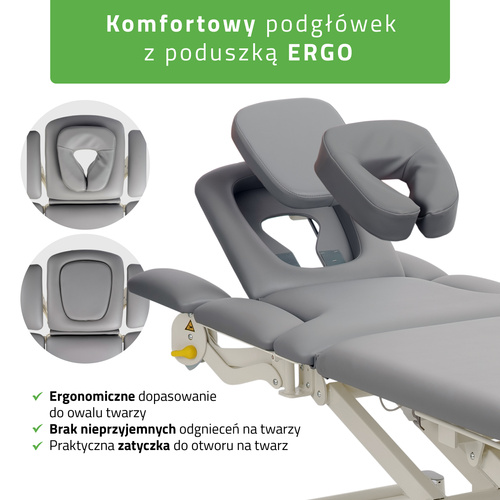 Stół rehabilitacyjny, do masażu, elektryczny Proxima X7 - rama sterująca, szaro biały