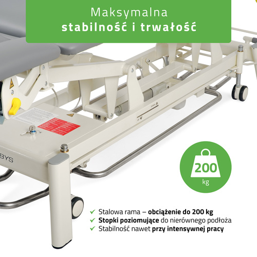 Stół rehabilitacyjny, do masażu, elektryczny Proxima X7 - rama sterująca, szaro biały