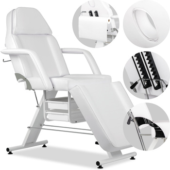 Fotel kosmetyczny wielofunkcyjny ARIA BIANCO z kuwetami – biały