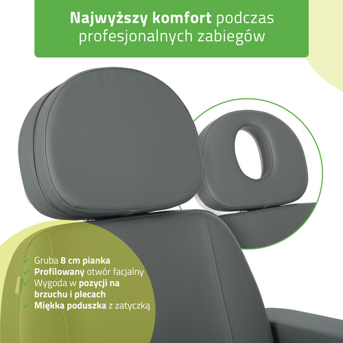 Fotel kosmetyczny z regulacja elektryczną Luxoria PRO 5, Ash Grey