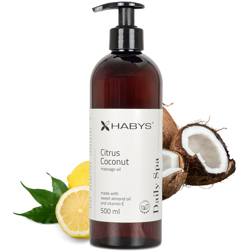 Zestaw - Stół do masażu Sonia 60 cm - beżowy, olejek do masażu Daily Spa Citrus Coconut HABYS 500 ml