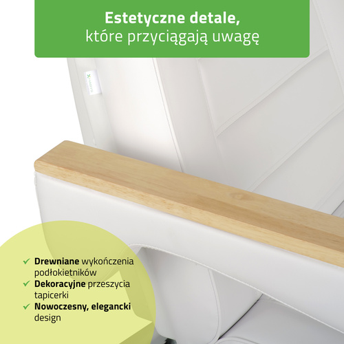 Fotel kosmetyczny z regulacją elektryczną Leo PRO 4, biały - 3 silniki